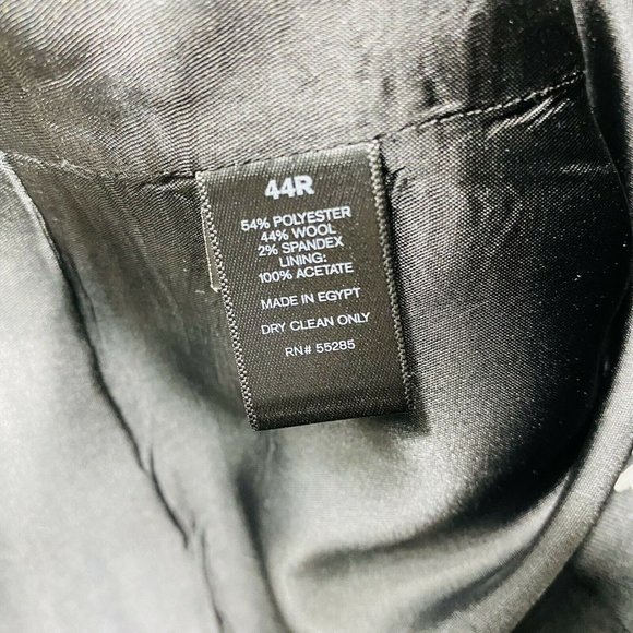 Express Mens Blazer suit Coat size 44R Black Stretch Wool Blend 2 Button - Picture 6 of 8